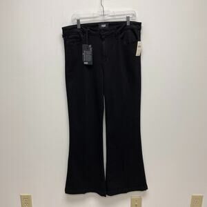 Paige ANTHRO Black Denim Genevieve USA Modern High Rise Stretch Flared Jeans 32